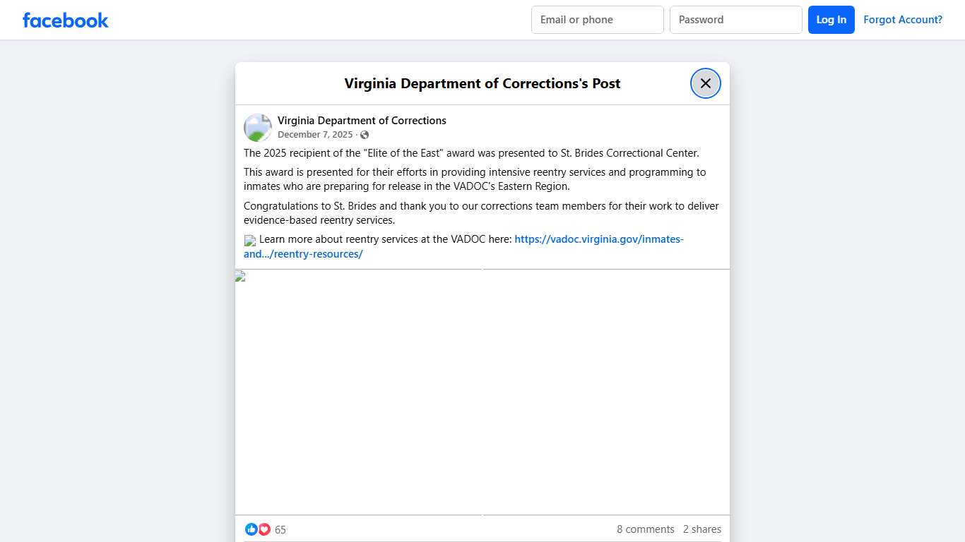 The 2025 recipient of... - Virginia Department of Corrections | Facebook