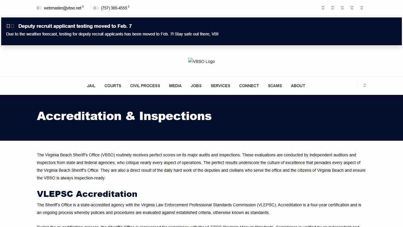 Accreditation & Inspections : VBSO.net